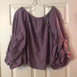 Guest Editor gingham off the shoulder top